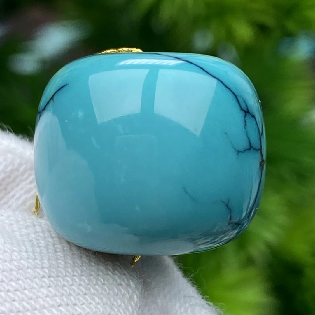 尺寸15.8mm精品水草纹老型珠绿松石