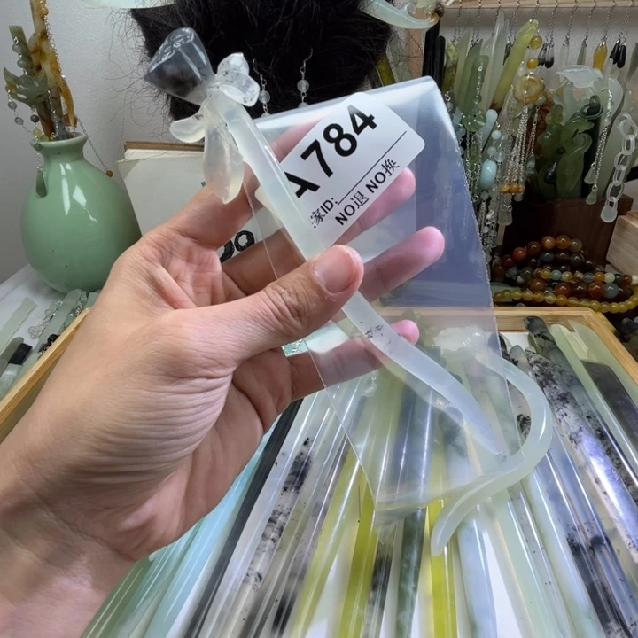 蛇纹石玉发饰未镶嵌享**独