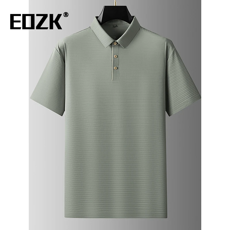 Eozk短袖t恤男夏季冰丝加肥加大码宽松胖子翻领polo衫半袖T打底衫