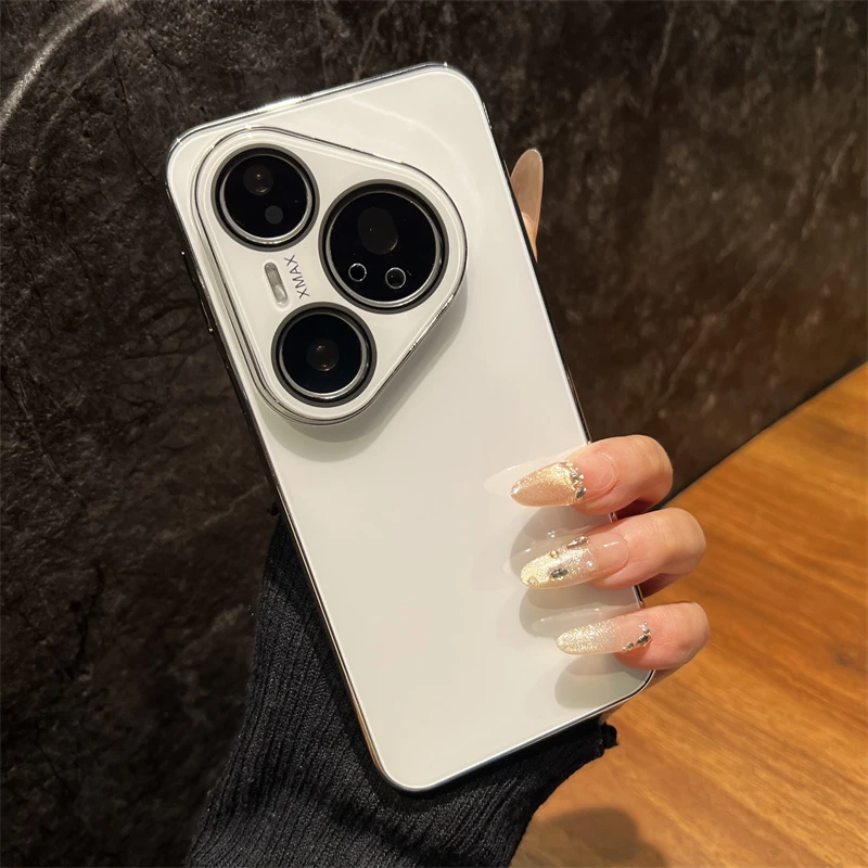 电镀镜面玻璃壳适用华为pura80pro+手机壳mate70/60pro+男女款