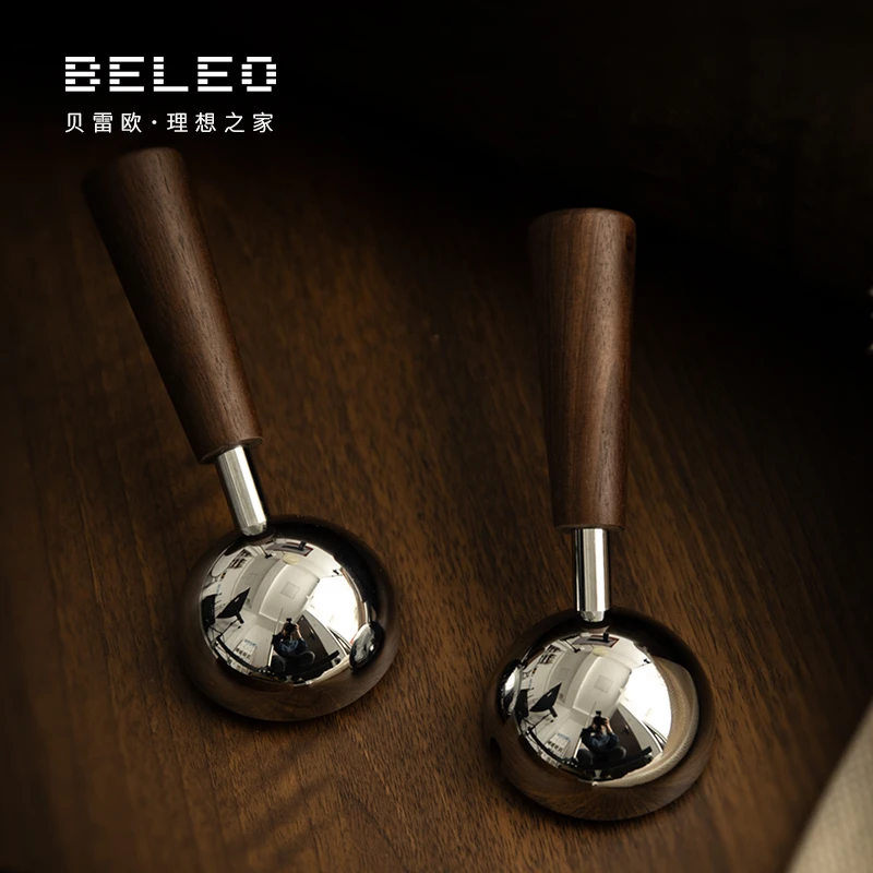 贝雷欧「月半」中古风胡桃木门锁卧室室内磁吸静音法式木门门把手