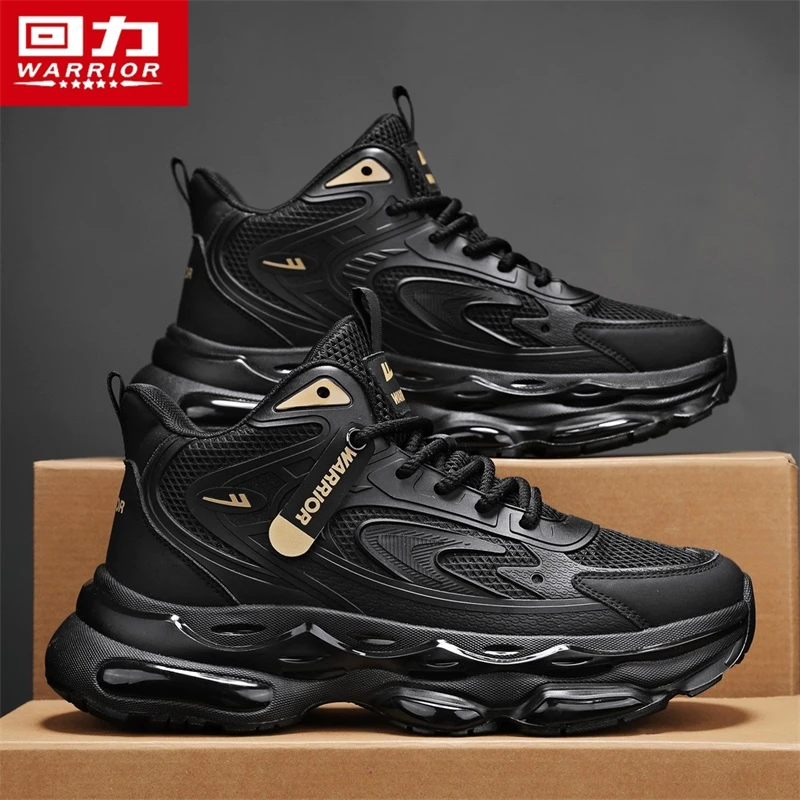 回力高帮男鞋2025冬季新款黑色运动软底减震跑步增高爆款老爹潮鞋