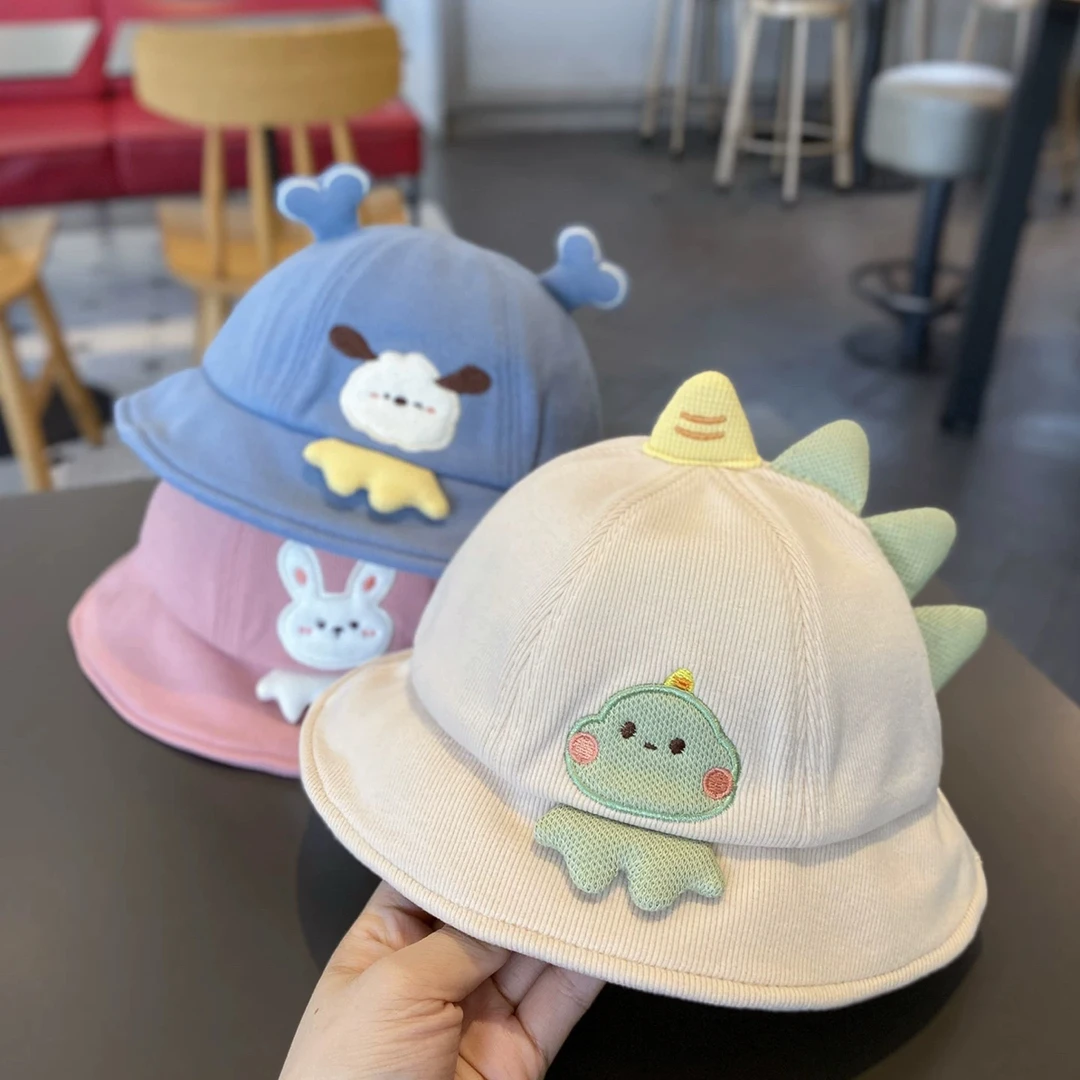 婴儿帽子秋冬新款超萌卡通宝宝渔夫帽春秋小月龄男童宝宝防风盆帽