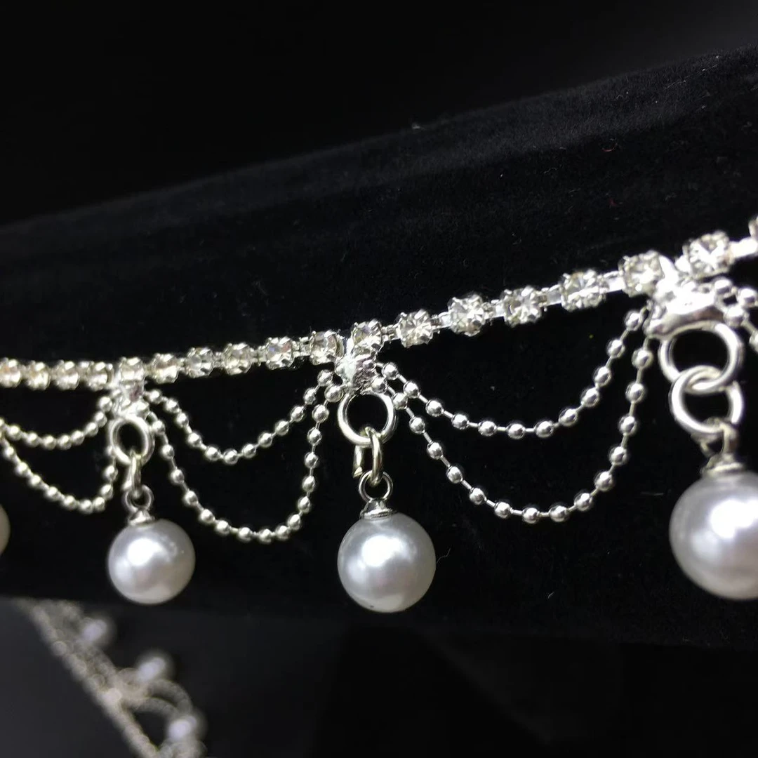 【幸福】珍珠吊坠链条辅料钻饰水钻链diy饰品手缝钻花 式爪链配饰