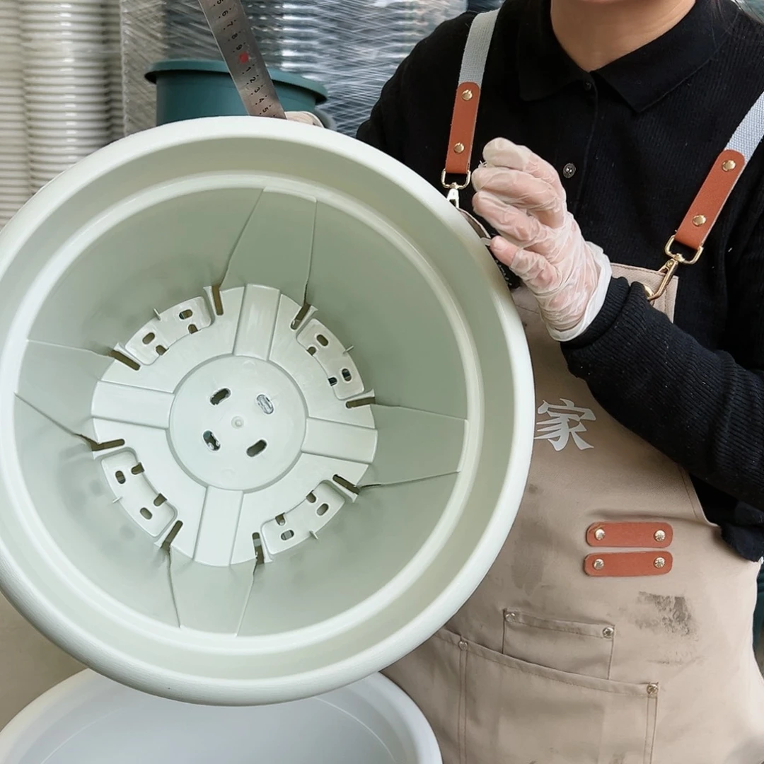 树脂青山盆7#米白色5个无托