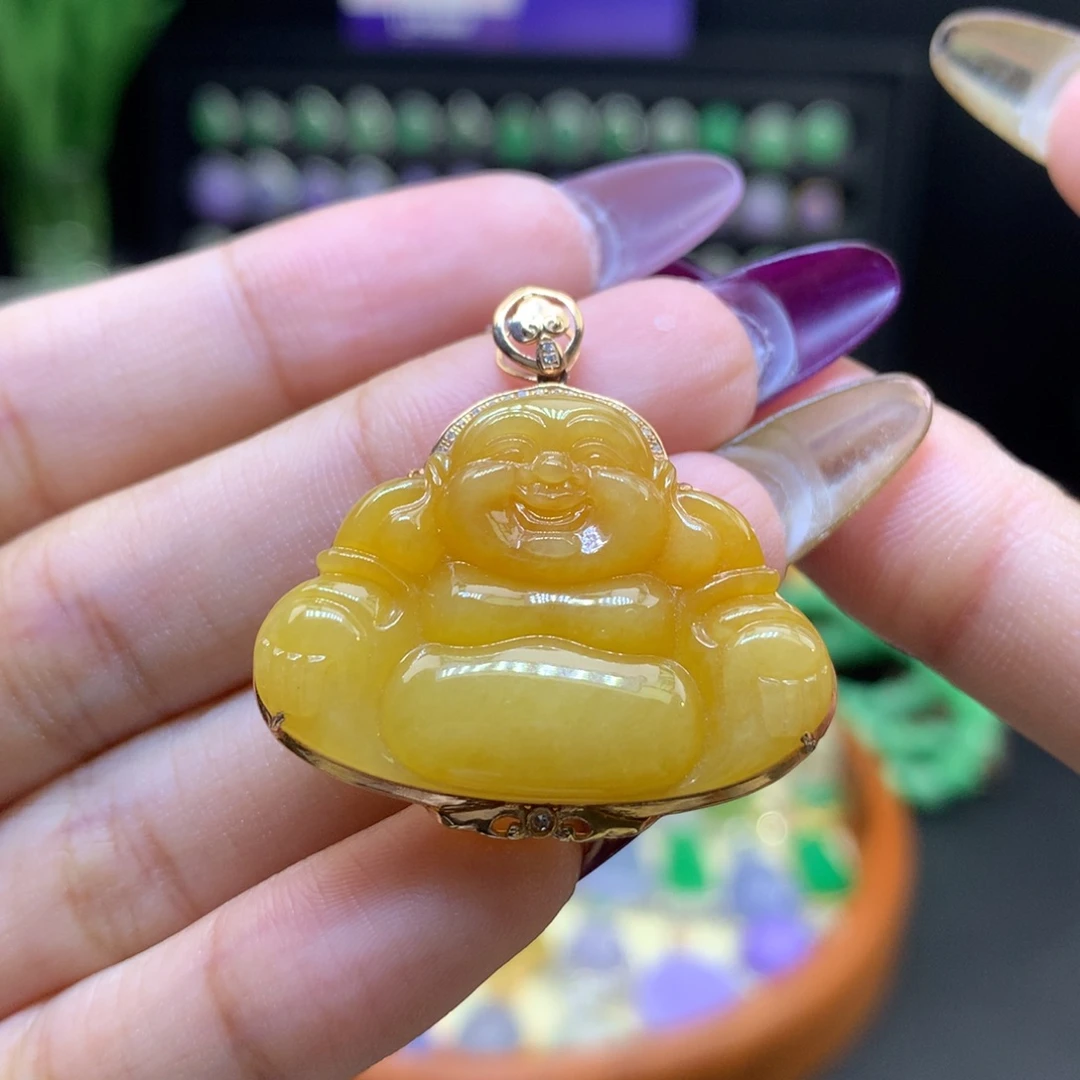 颈饰18K金镶嵌翡翠