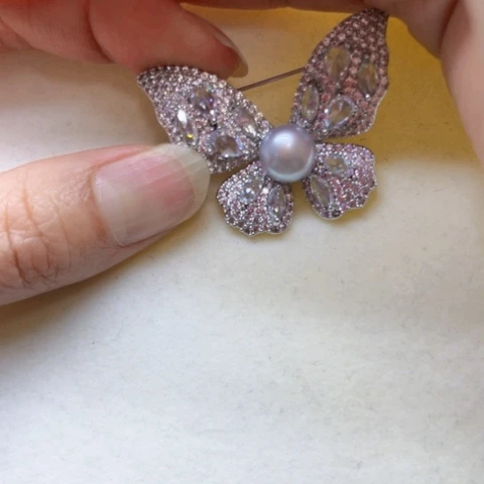 淡水珍珠胸饰银S925镶嵌