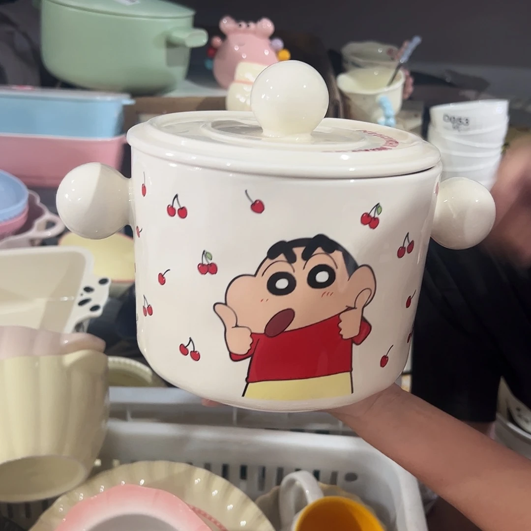 瓷片蜡笔小新猪油罐1600毫升微瑕