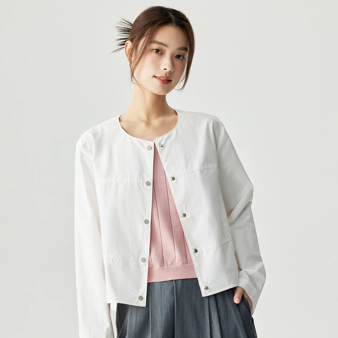 茵曼2024春秋新款女短外套休闲上衣冬季短款气质长袖圆领时尚爆款