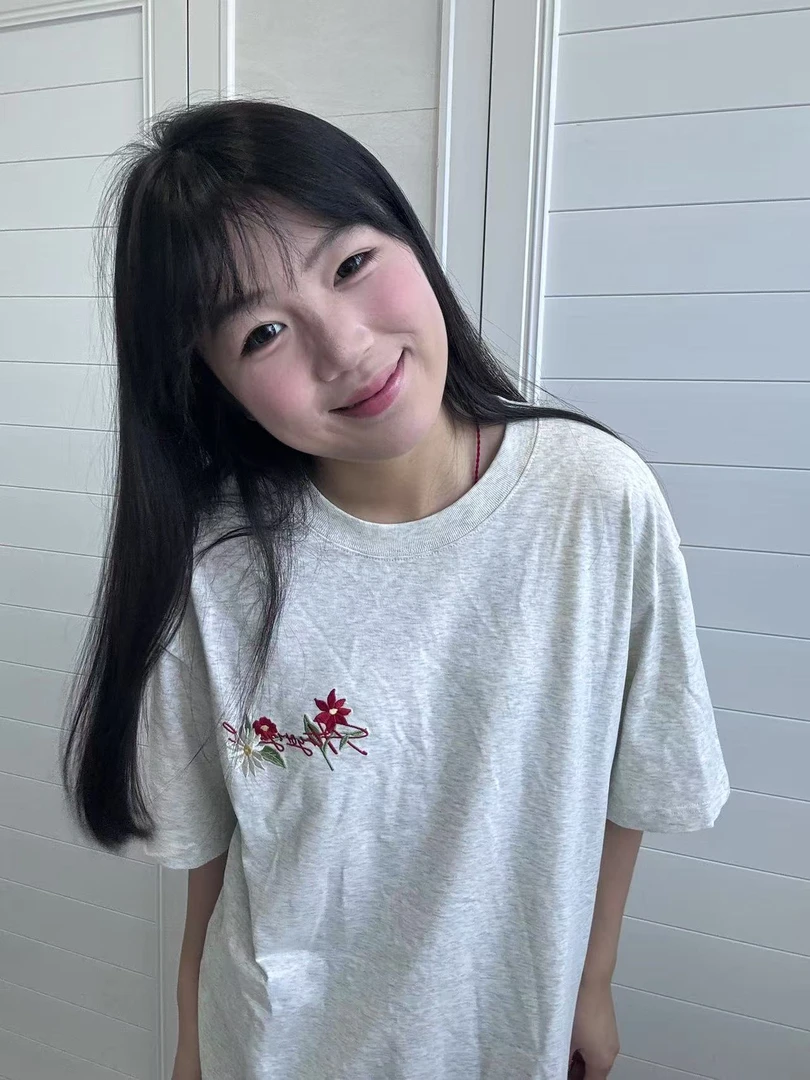 夏季纯棉圆领绣花T恤数字刺绣女短袖国潮百搭情侣宽松上衣