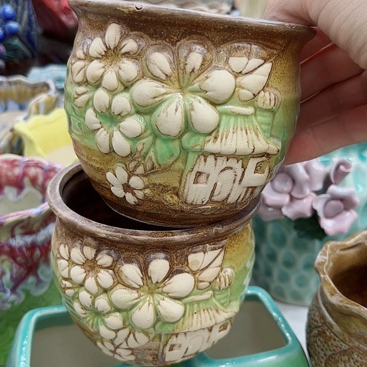 多肉绿植陶瓷花盆9.9包邮，有孔