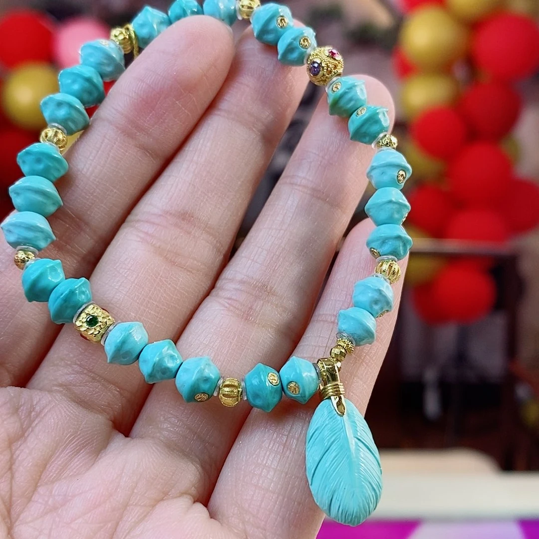 绿松石18K金镶嵌珠宝奇石