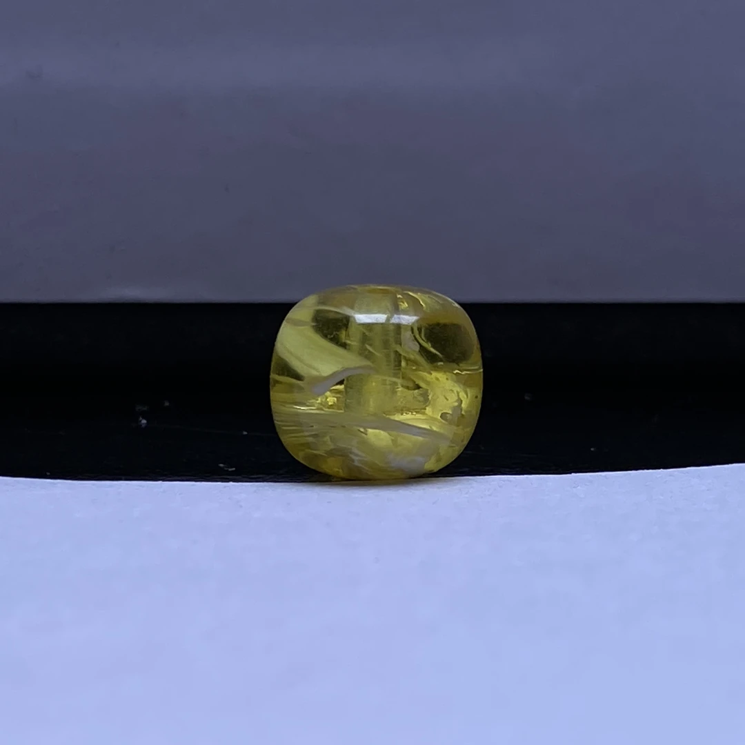 琥珀蜜蜡透金瓷白拉丝老型单珠9.1mm