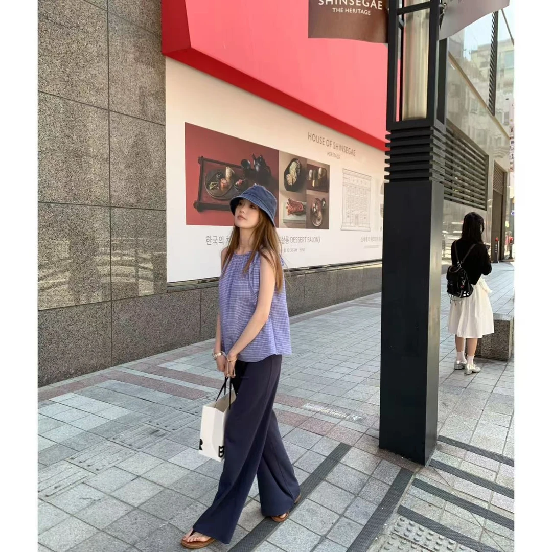 蘑糯糯蓝色格子上衣  5086-0618