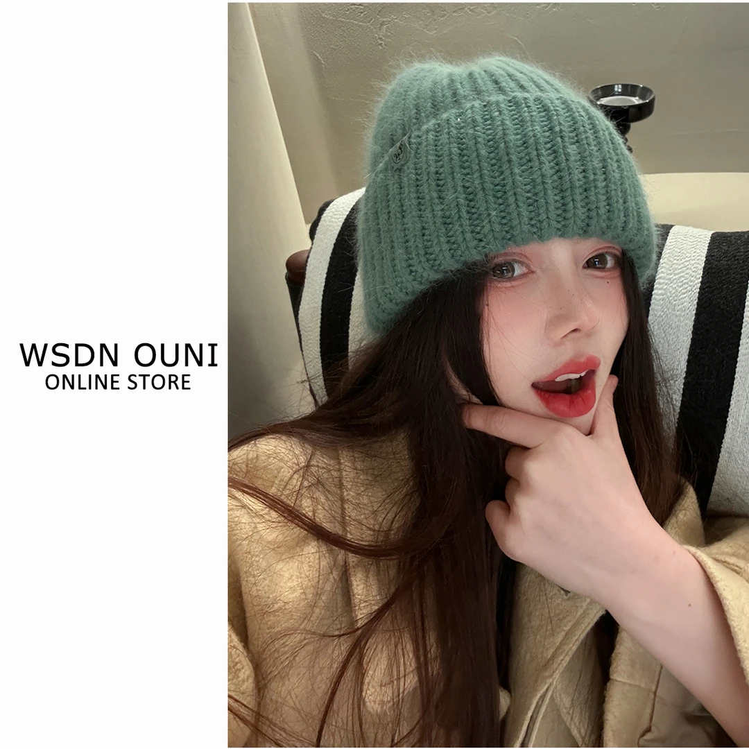 重磅 !冰岛毛多色安格拉兔毛针织帽女冬季保暖显脸小毛绒毛线帽