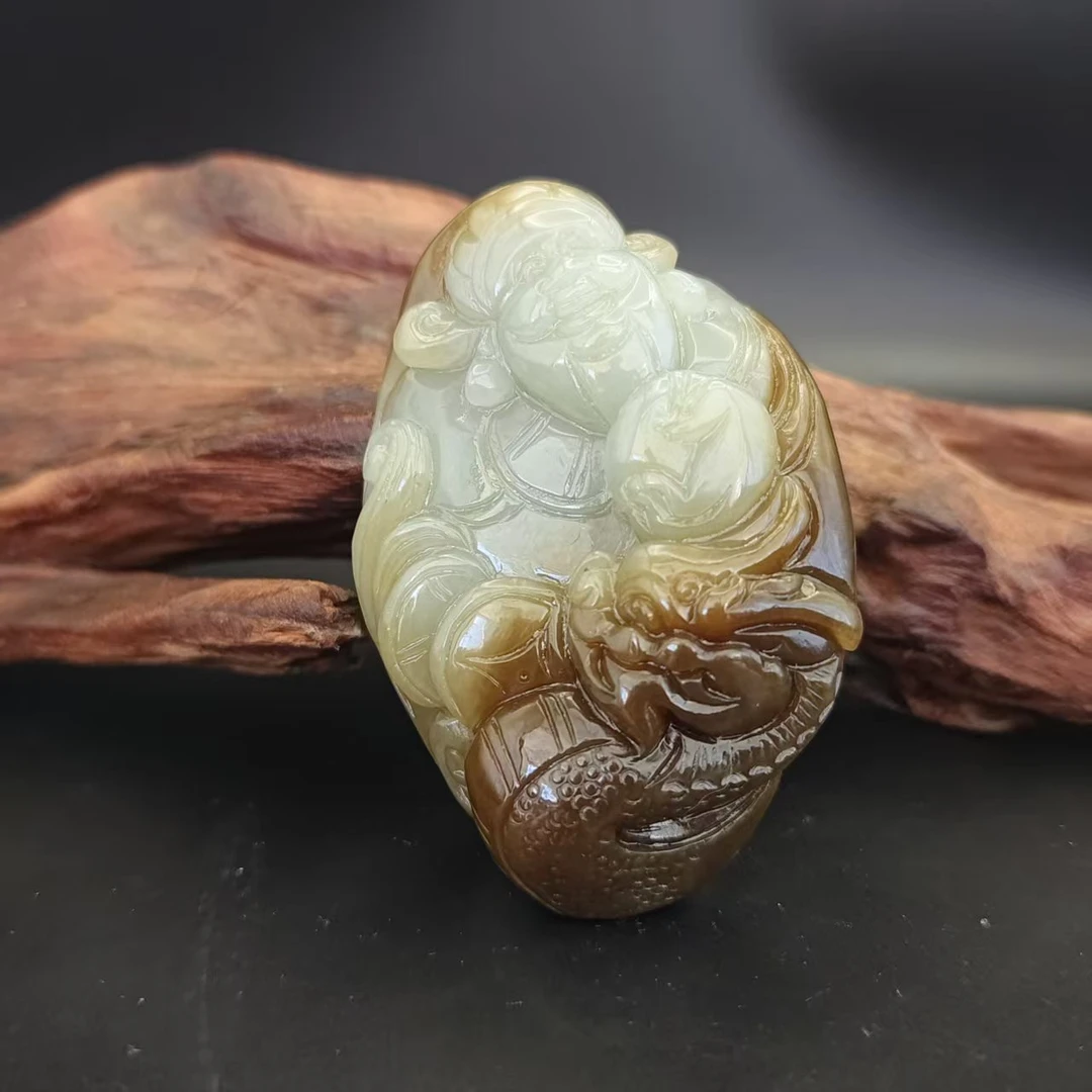 Q和田玉御龙财神手把1653