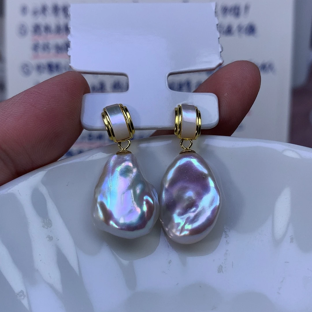 淡水珍珠耳饰银S925镶嵌特价4729