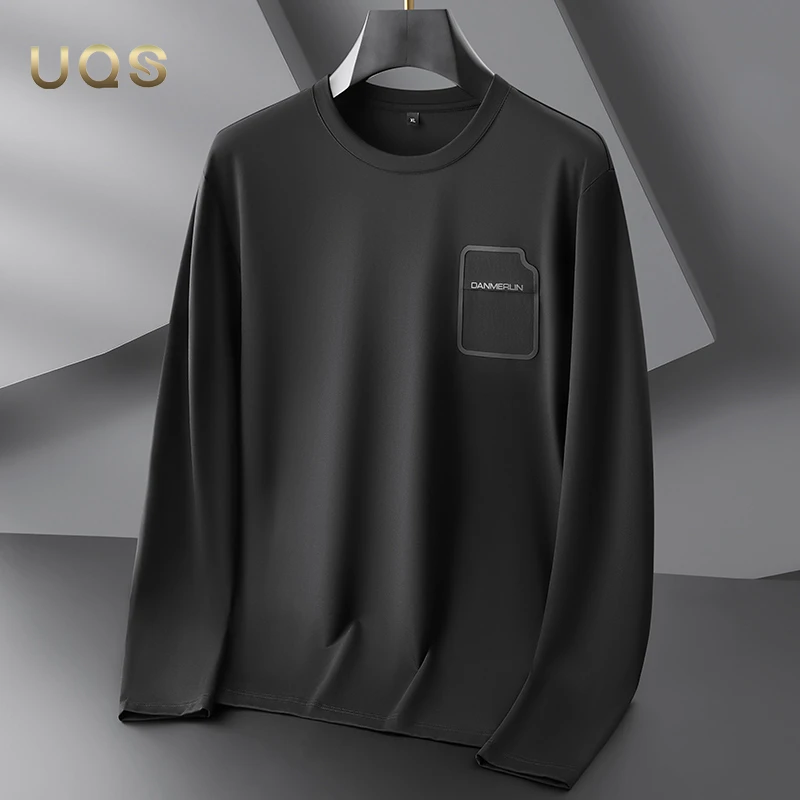 圆领秋季新款长袖打底衫大码男装宽松舒适简约日常通勤百搭款上衣