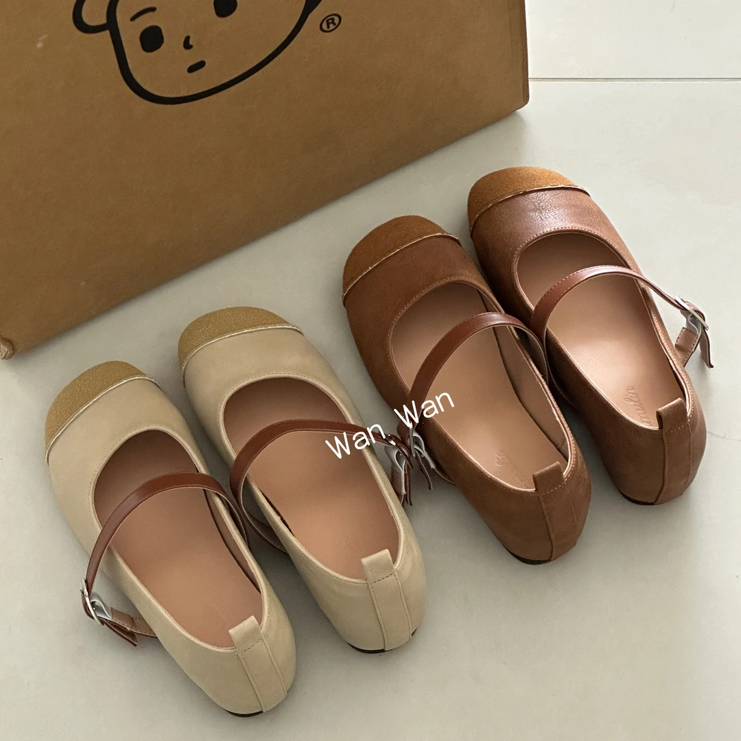 晚睡兰·内增高4cm一字带复古玛丽珍鞋女软底舒适小个子浅口单鞋