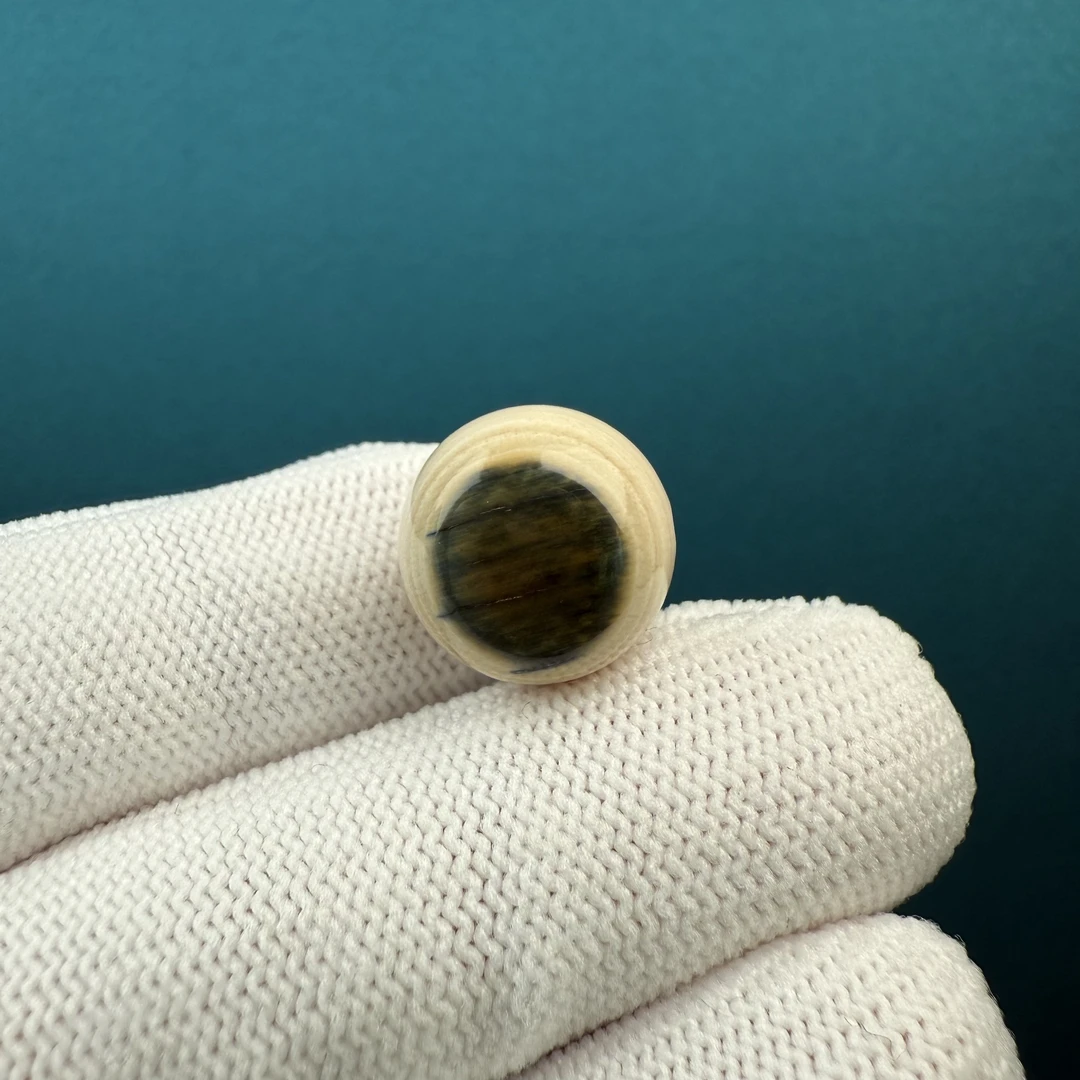 D33-81天然猛犸牙蓝眼单珠13.9mm支持鉴定假一罚四