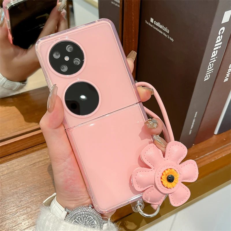 适用华为pocket2手机壳相框果冻pockets折叠屏花朵手绳女款保护套