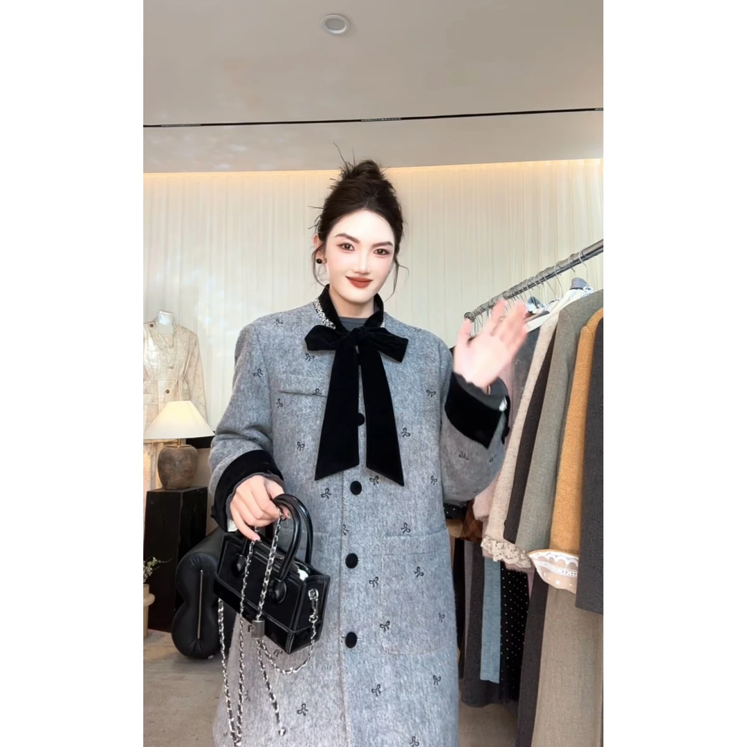 TINGTING 冬季新款小众加绒外套中长款106