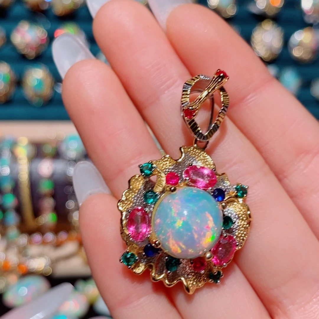 欧泊欧泊吊坠银S925镶嵌