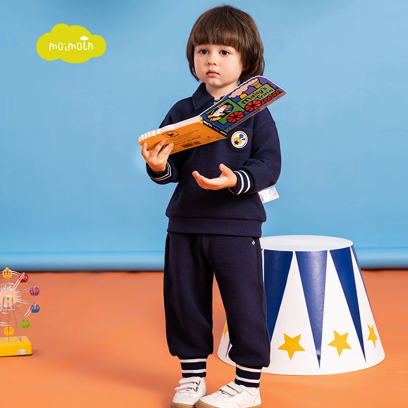 moimoln小云朵童装春季新款男童运动套装上衣裤子两件套