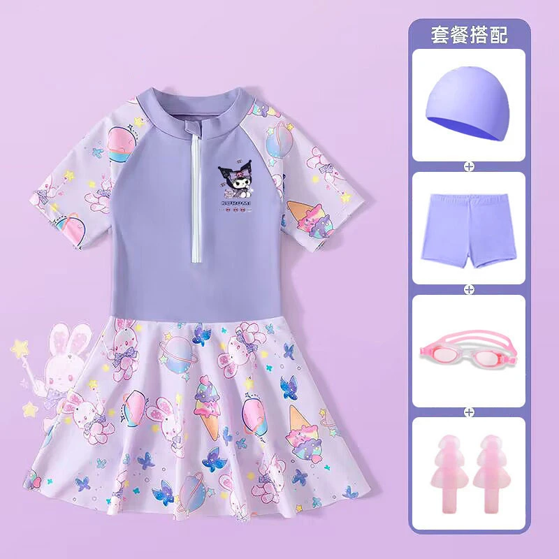 儿童泳衣小女孩游泳裙套装2025夏季新款女宝宝可爱女童分体泳装潮
