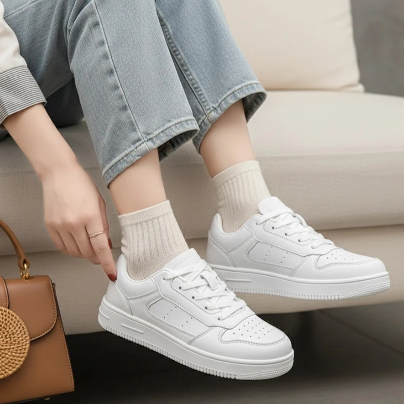 百搭小白鞋2025秋季新款时尚女板鞋平底ins风韩版厚底休闲运动鞋