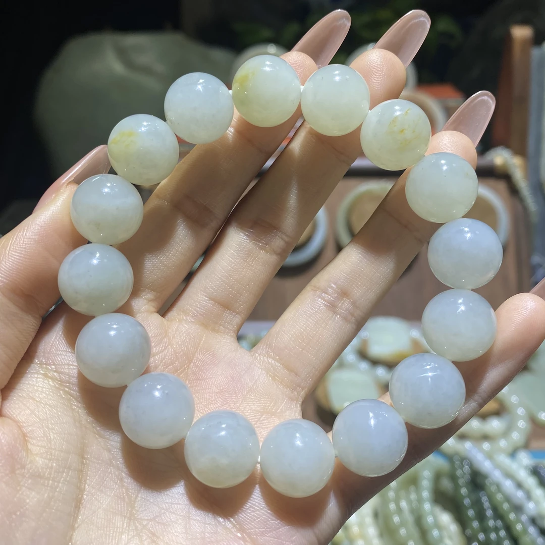 新疆和田玉籽白玉14mm手串