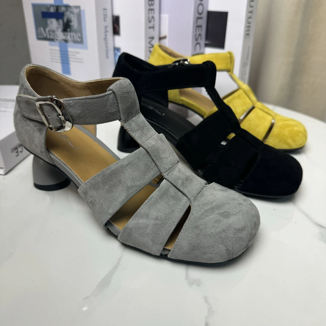 589-01夏季新款罗马风凉鞋轻奢百搭气质真皮女款高跟凉鞋舒适百搭