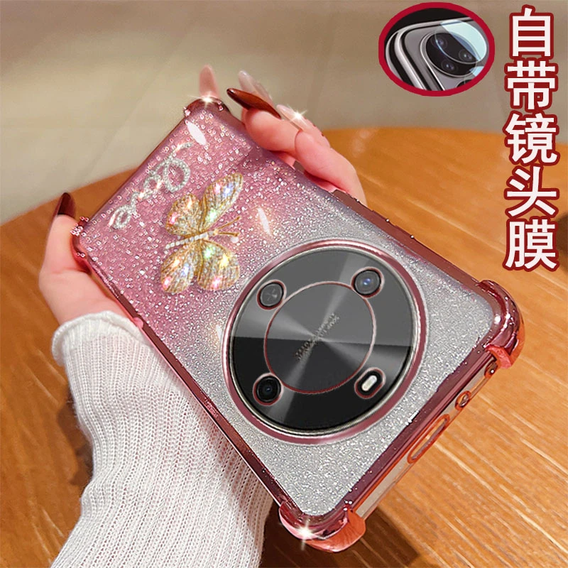 华为畅享70x活力版手机壳BRE-AL00A镜头全包边镶钻蝴蝶气囊防摔套