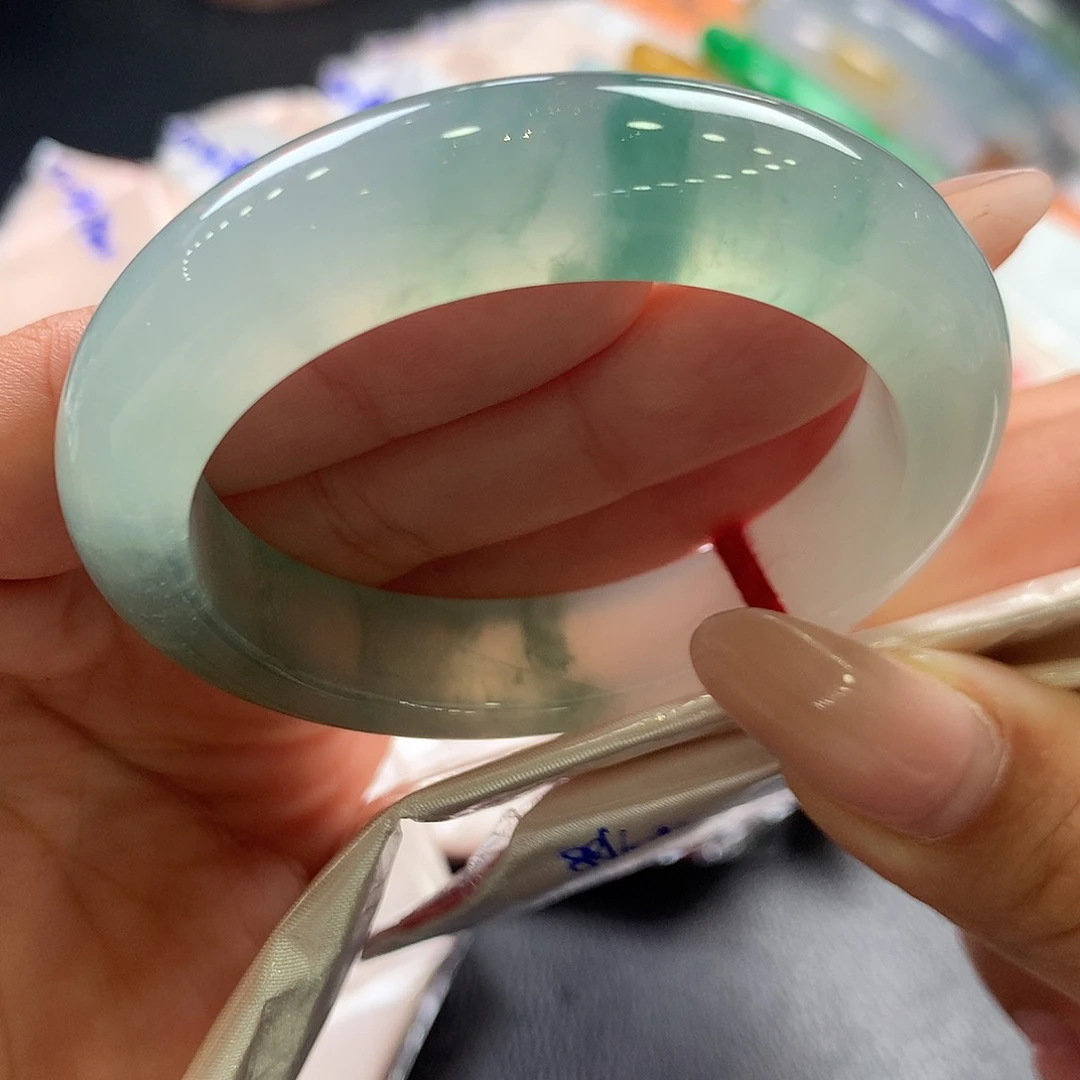 翡翠未镶嵌手镯43号冰种起光芙蓉