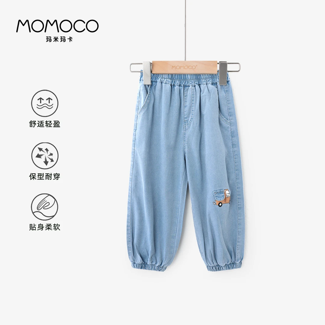 MOMOCO夏季男童小汽车休闲时尚牛仔裤儿童休闲裤宽松77230368004
