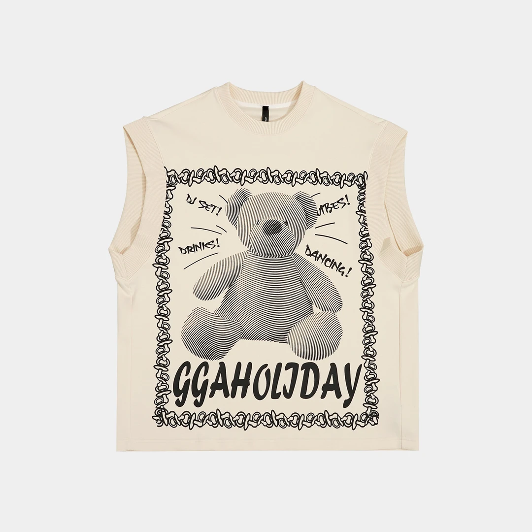 25N夏季新款轻奢高级感美式街头设计显瘦“螺纹小熊”马甲 152432