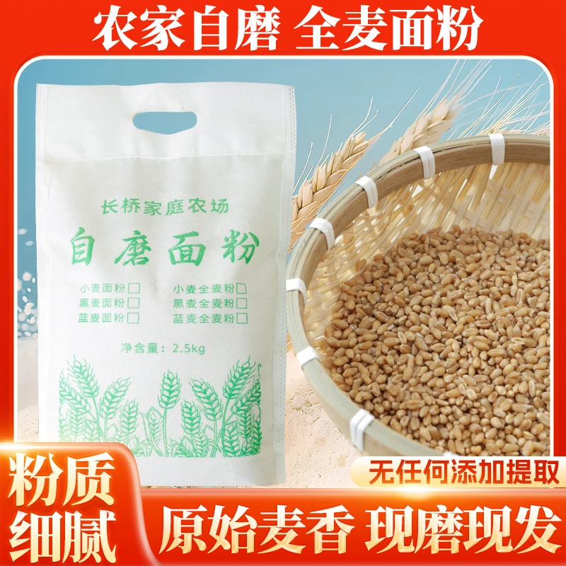 小麦全麦面粉冀北平原农家自磨无添加粉包子饺子馒头粉小麦全面粉