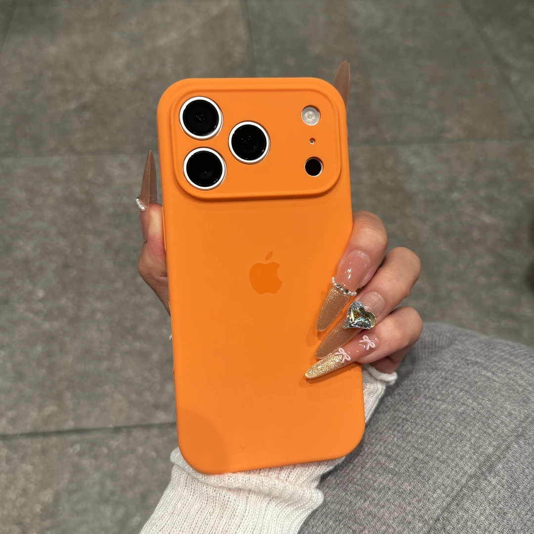 爱马仕橙高级液态硅胶适用苹果17promax手机壳iPhone16全包15防摔