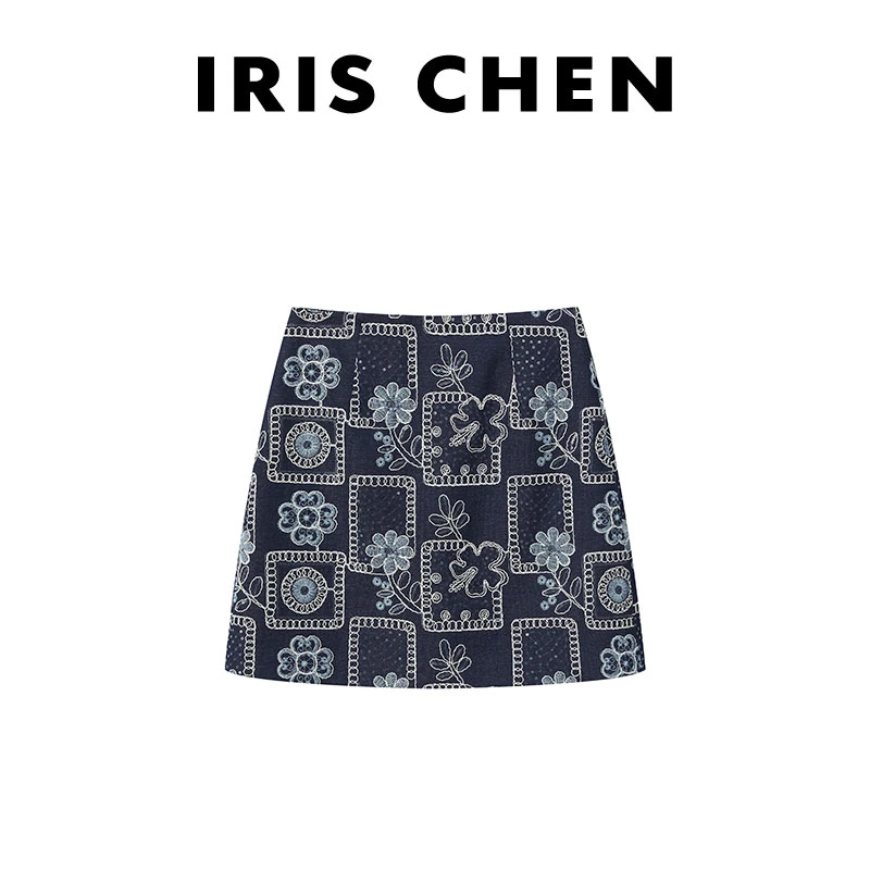 现货IRIS CHEN 繁花 2025春夏棉民族风百搭通勤半身裙25QZ080