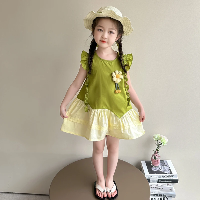 夏季新款洋气2025女童甜美可爱无袖薄款公主连衣裙小女孩夏装裙子