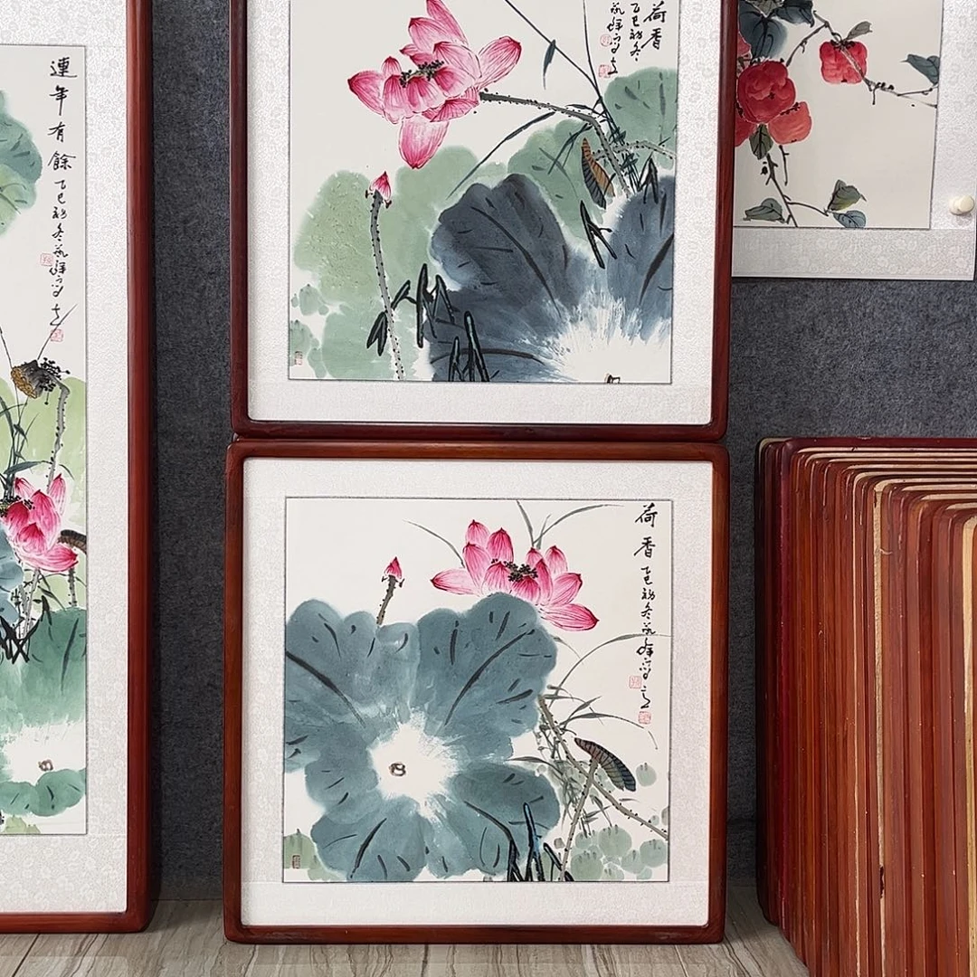 国画书画作品带框63×63