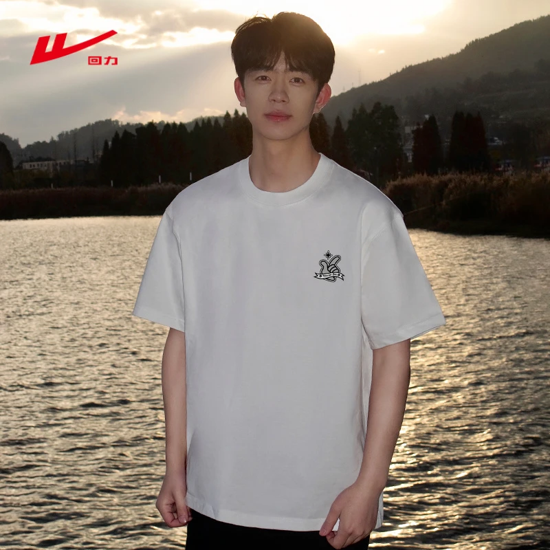 回力重磅纯棉短袖男夏季2025新款美式潮流五分袖T恤男生半袖上衣