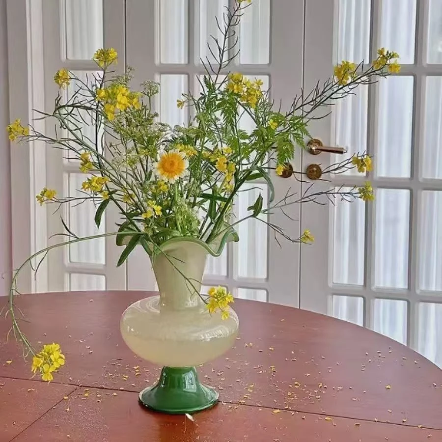 中古芬顿花瓶琉璃客厅摆件高级感花器水培餐桌轻奢法式玻璃插花瓶