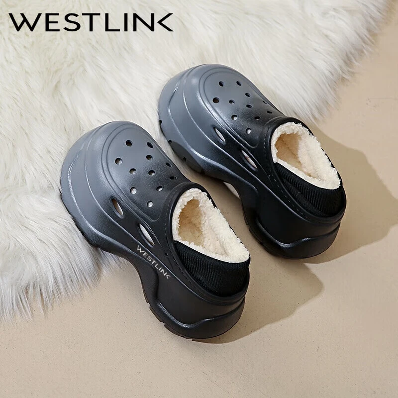 Westlink/西遇包头保暖增高软底纯色防水棉拖鞋加厚冬季居家休闲