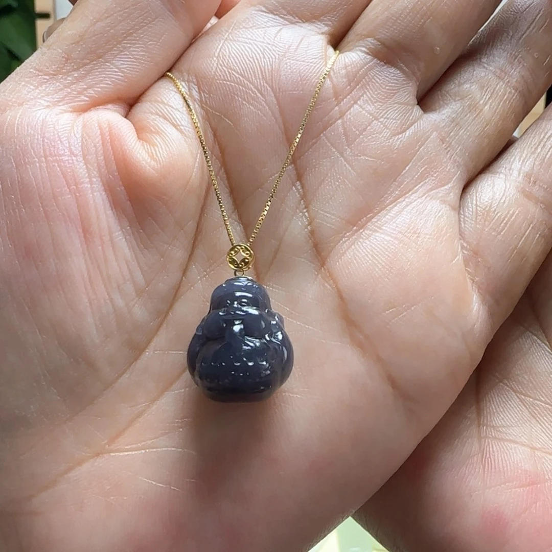 和田玉18K金镶嵌吊坠(赠链)
