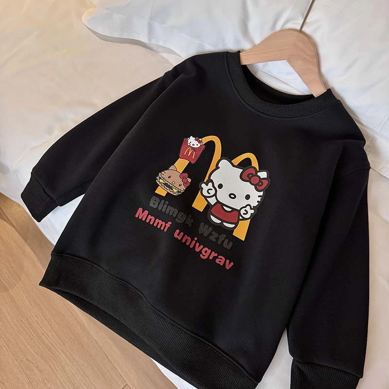 秋冬款麦门kitty印花卫衣女童加厚保暖新款休闲圆领儿童套头衫