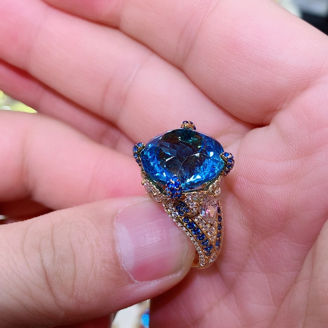 银S925镶嵌戒指托帕石