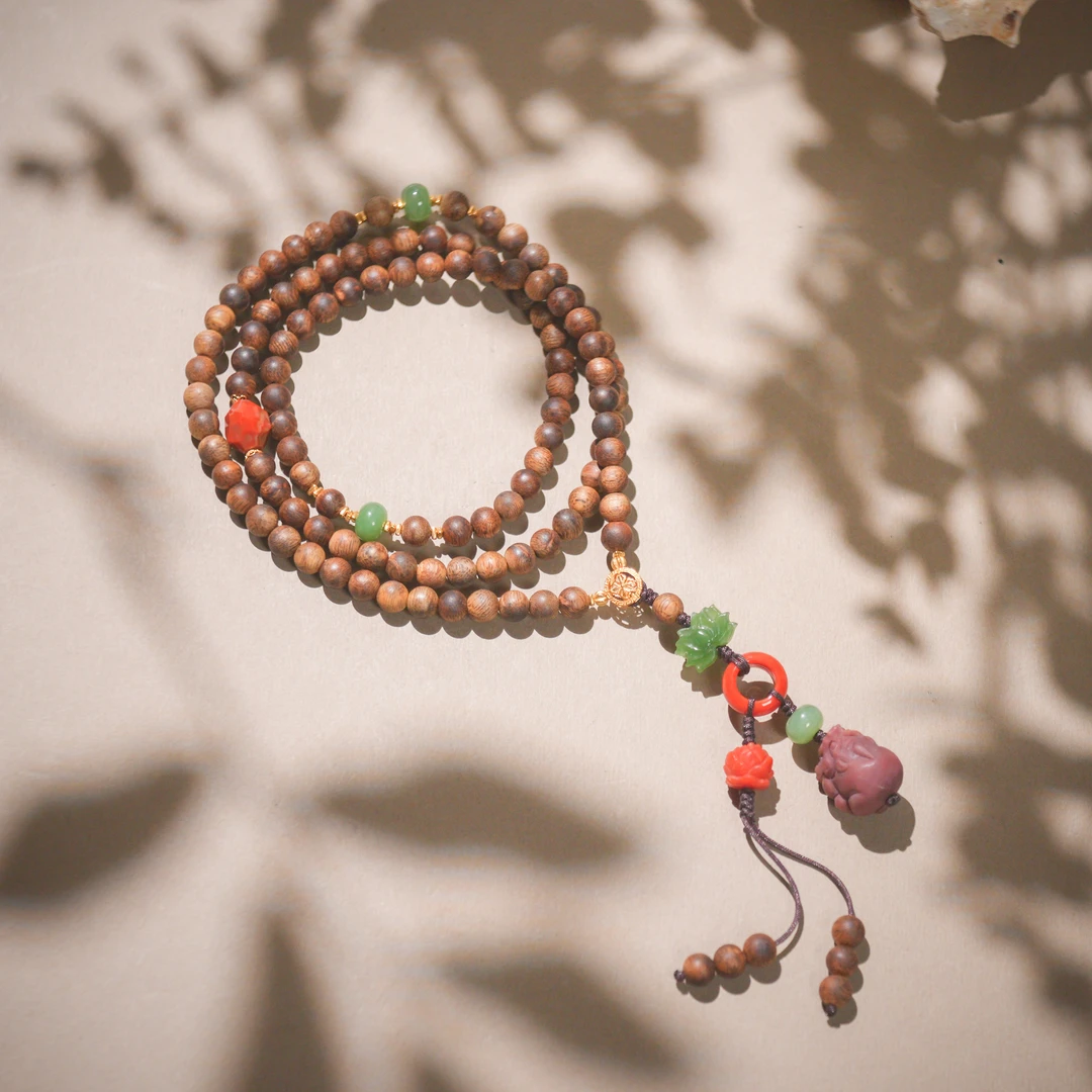 沉香越南沉香原桩典藏级佛珠108珠项链AD0316约6.5mm