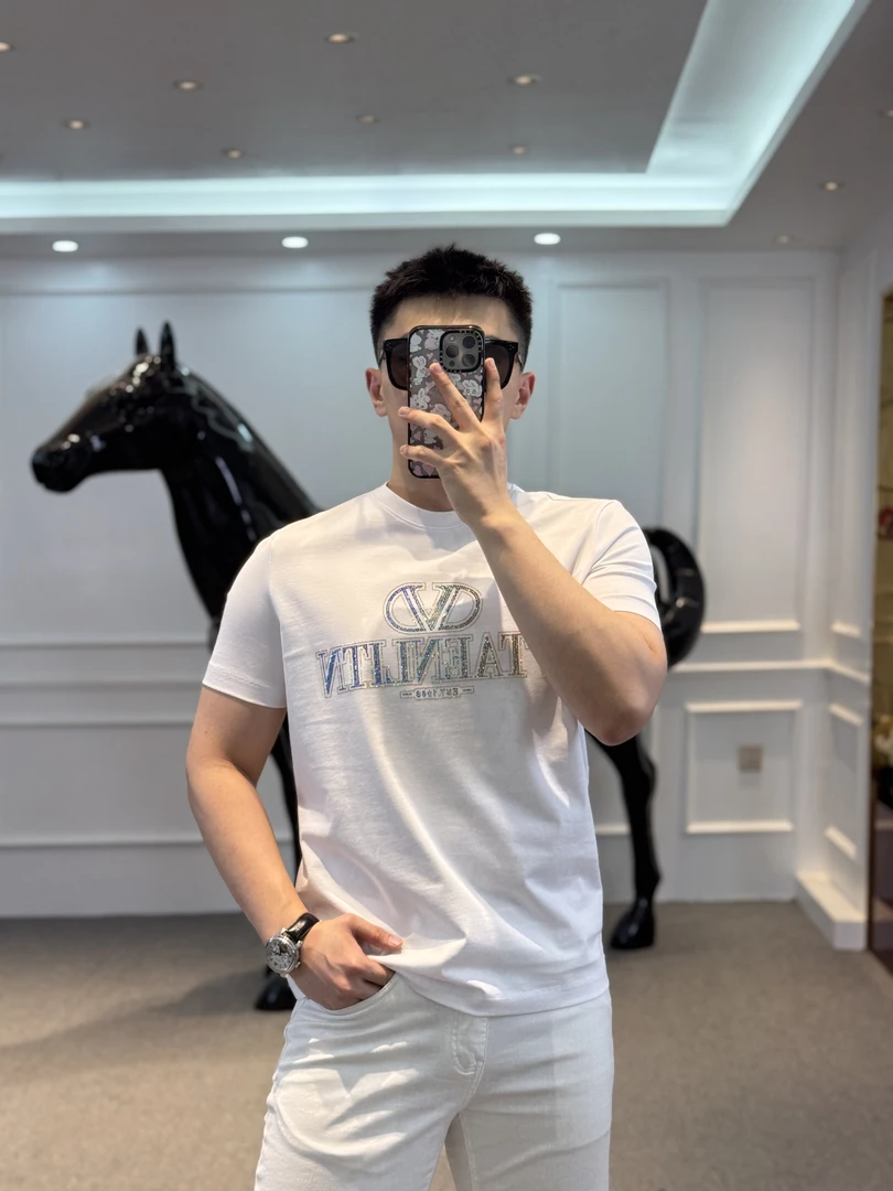 GDTN-春夏季新款男士潮流轻奢亲肤舒适百搭烫钻圆领短袖Z-25282