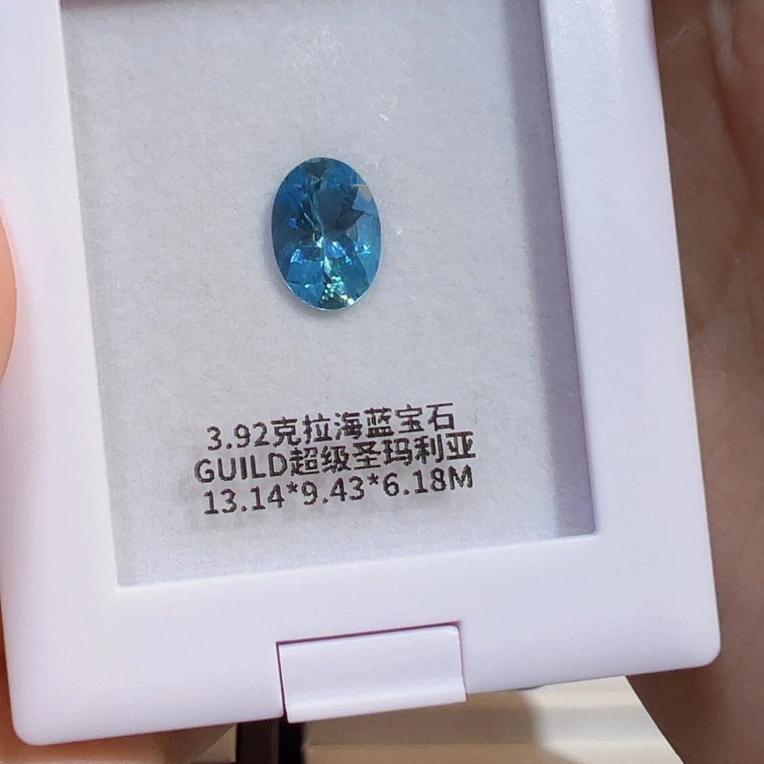 锦***曼海蓝宝石裸石3.92ct超圣吉尔德